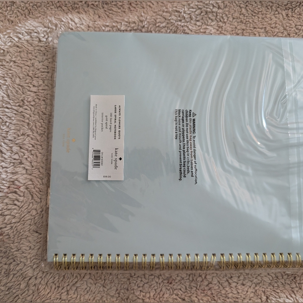 Kate Spade Light Blue and Gold Floral Quote Notebook - Picture 2 of 2